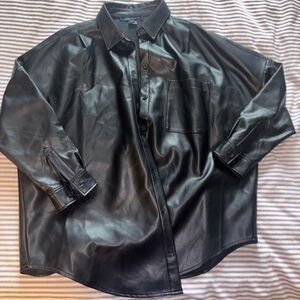 Faux leather shacket